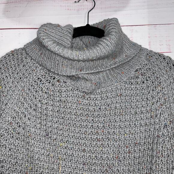 Listicle Gray Sprinkle Chunky Knit Turtleneck Tunic Sweater Medium / Large - Picture 2 of 5
